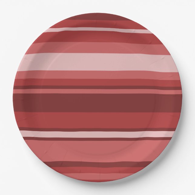 Red stripes paper plates (Front)