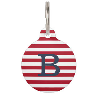 Red Stripes Personalised ID Dog Tag