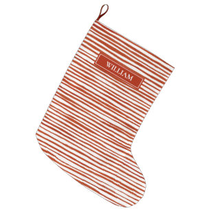  Red Stripes Personalized  Large Christmas Stocking
