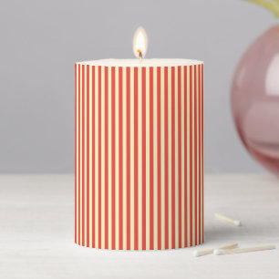 Red Stripes  Pillar Candle