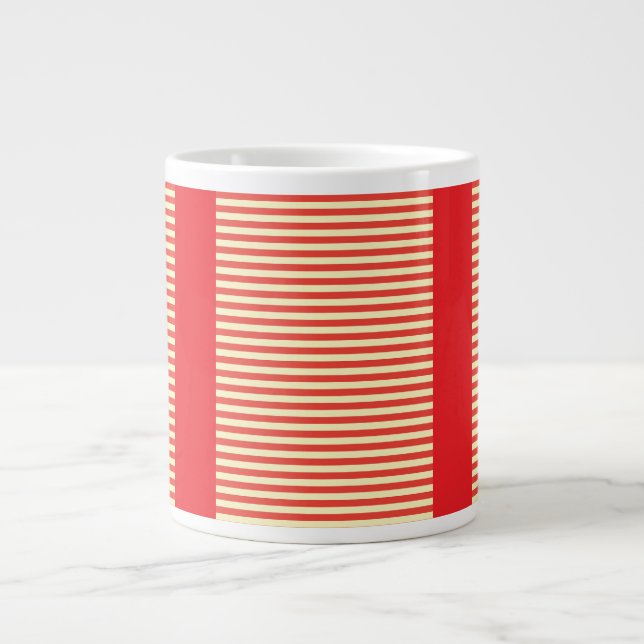 Red Stripes Red Gift  Giant Coffee Mug (Front)