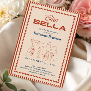 RED Stripes RETRO Bridal Shower Invitation