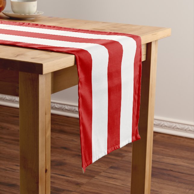 Red Stripes Short Table Runner (In Situ)