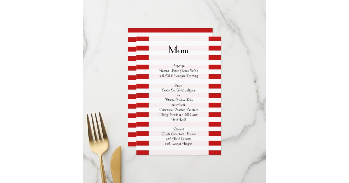 Red String Menu Red Stripes, Striped Pattern, Lines, Menu | Zazzle