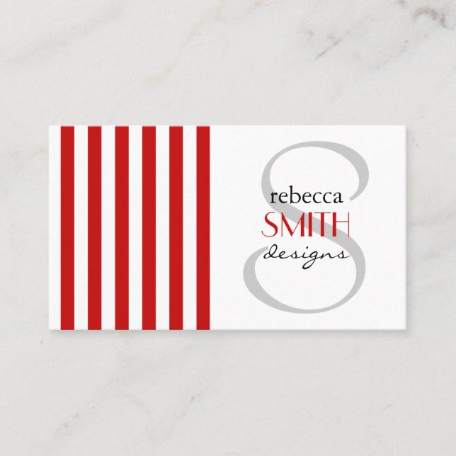 Red Stripes, White Stripes, Striped Pattern, Lines Business Card (Front)