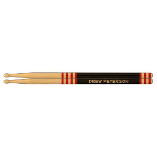Red Stripes with Black Custom Name V15A Drumsticks