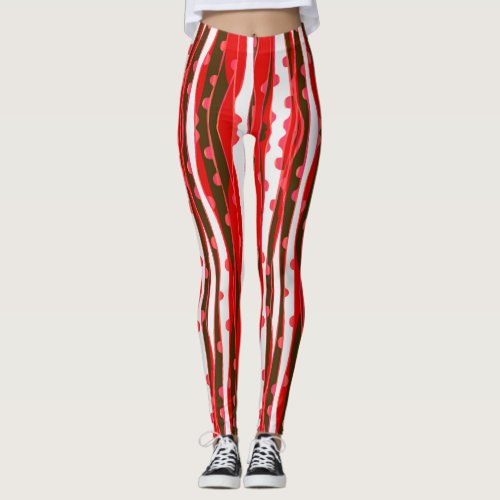 Red Stripes Womens Leggings