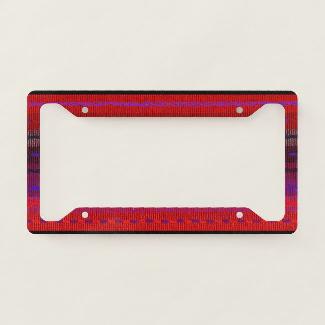 Red Stripes Woven Look License Plate Frame