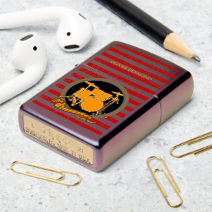 Red Stripes & Yellow Drums Stylish Zippo Lighter