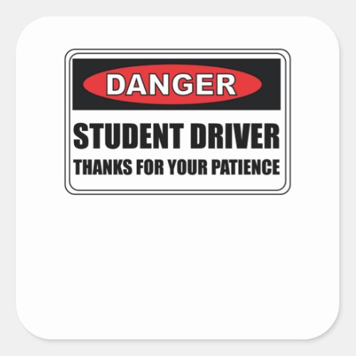 Red Student Driver Please Be Patient Square Sticker