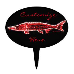 red sturgeon black cake topper