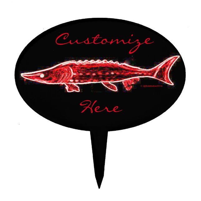 red sturgeon black cake topper (Front)