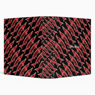 red sturgeon swimming 3 ring binder