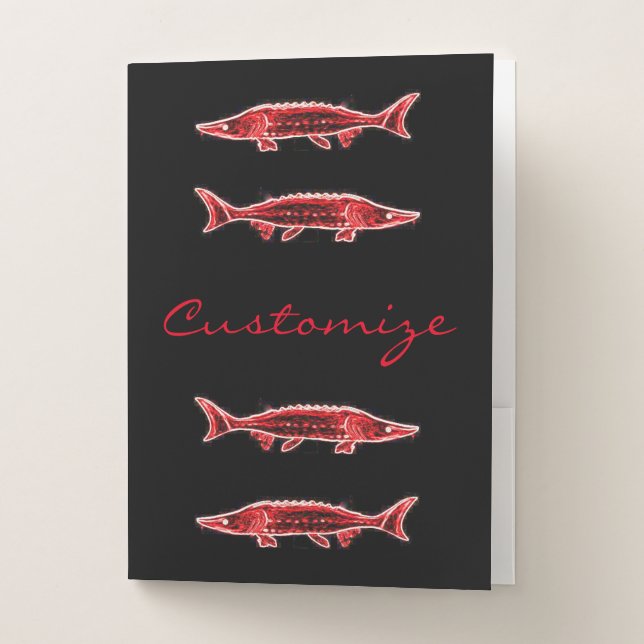 red sturgeon swimming pocket folder (Front)