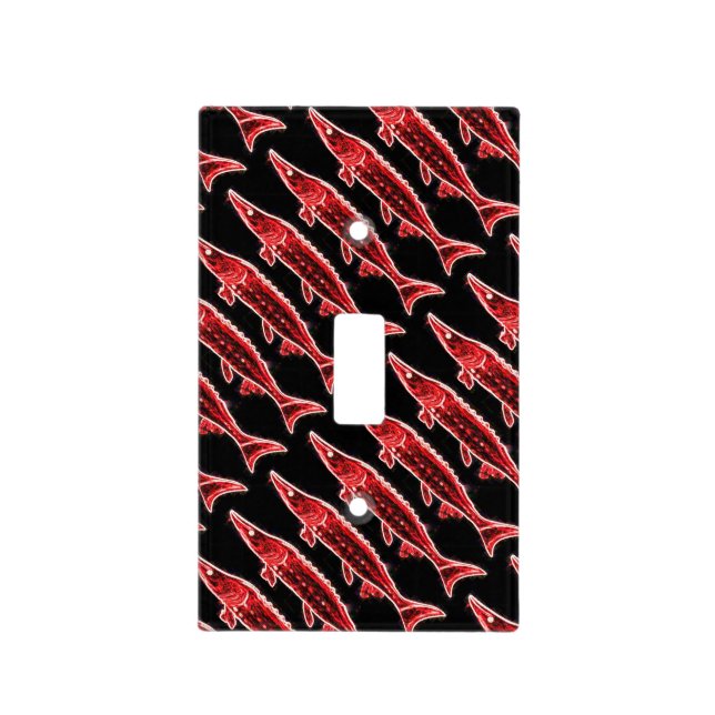 red sturgeons swimming light switch cover (Front)