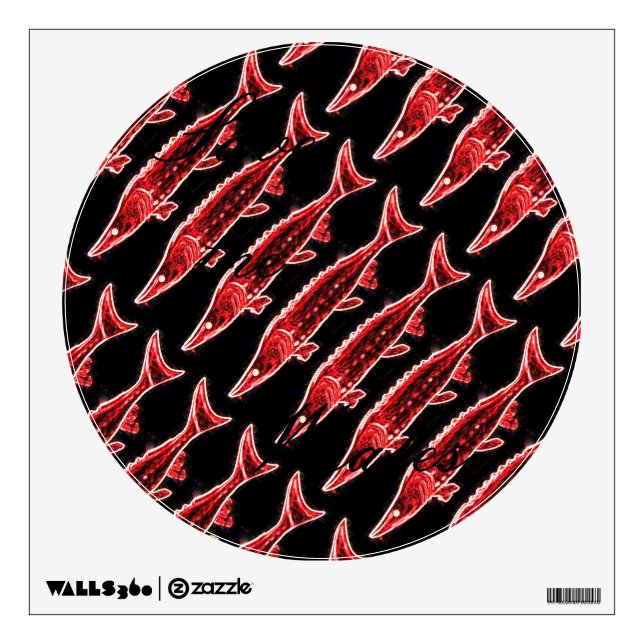 red sturgeons swimming wall decal (Front)