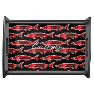 red sturgeons Thunder_Cove black Serving Tray