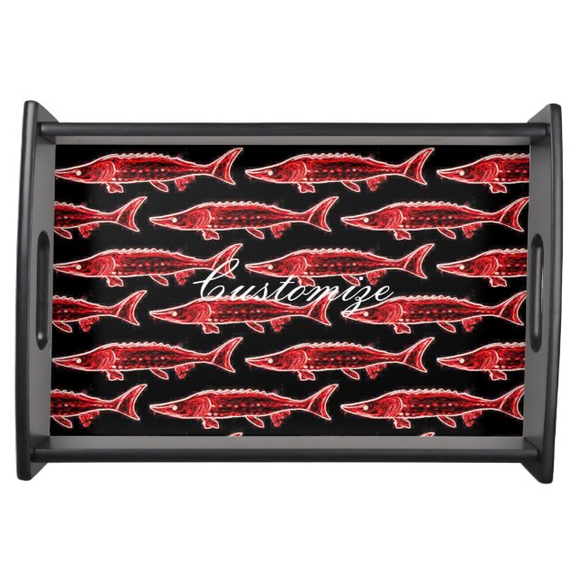 red sturgeons Thunder_Cove black  Serving Tray (Front)