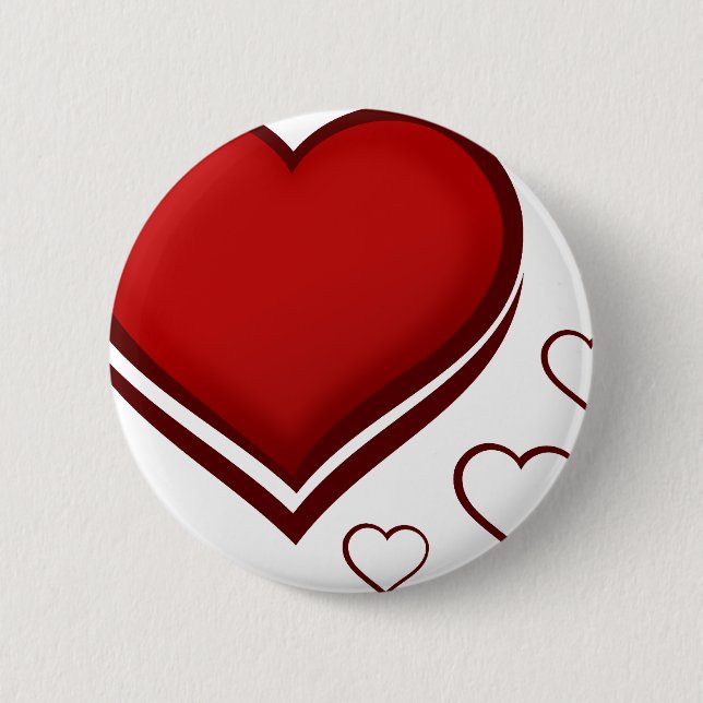 Red Stylised Heart with Smaller Hearts Pinback Button (Front)