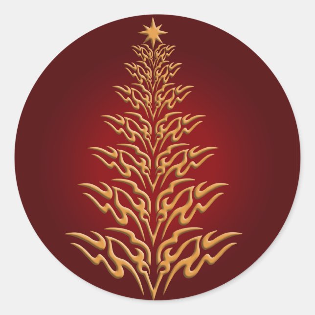 Red Stylish Christmas Tree Stickers (Front)
