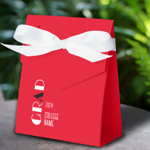 Red Stylish Graduation black white letter Favor Boxes
