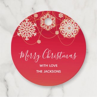 Red Stylish Merry Christmas Favor Tags
