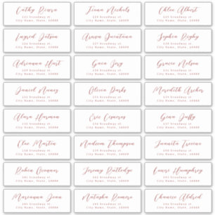 Red Stylish script wedding guest address label