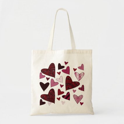 Red Stylized Hearts Tote Bag