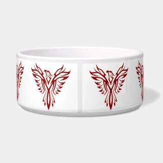 Red stylized Phoenix rising from ashes Bowl