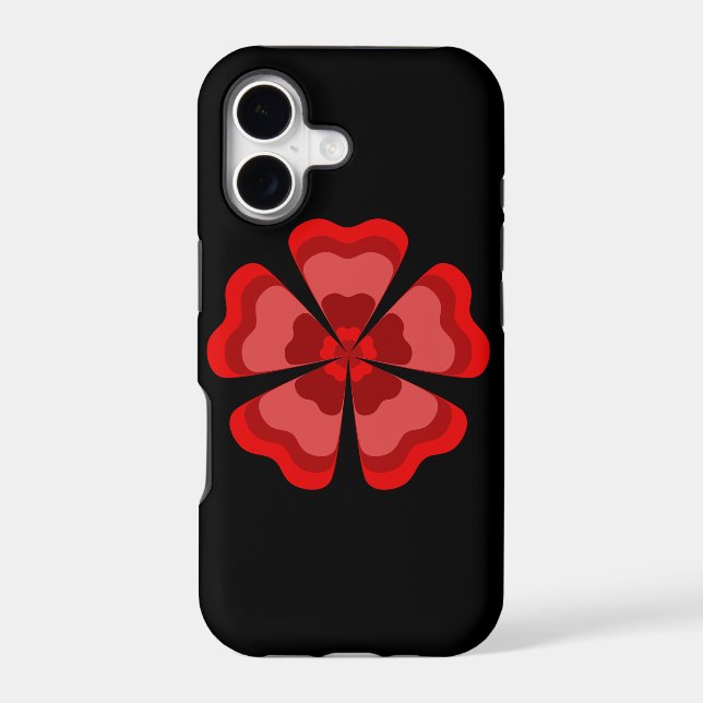 Red Stylized Retro Flower  Iphone Case (Back)