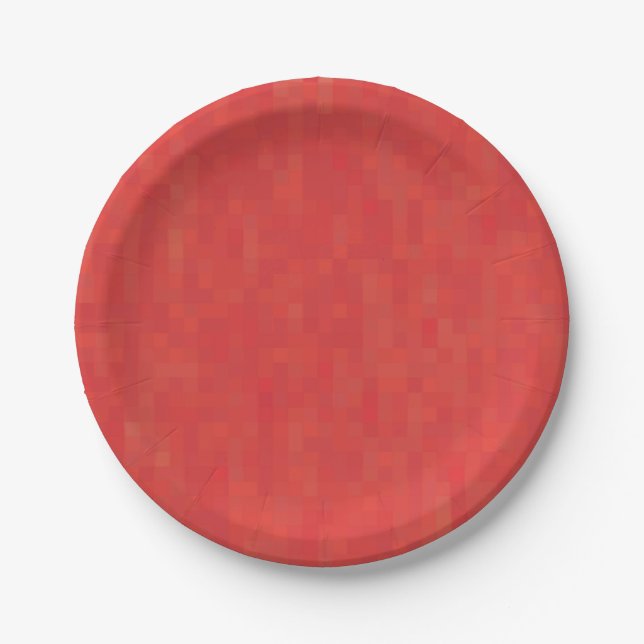 Red subtle minimalist, elegant modern pattern paper plates (Front)