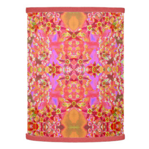 Red Succulent Sedum Flowers on Burnt Orange Lamp Shade