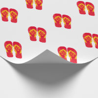 Red Summer Beach Party Flip Flops Wrapping Paper
