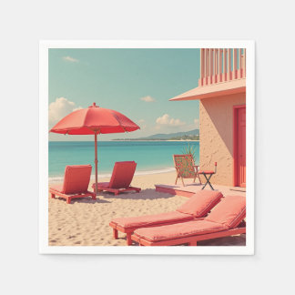 Red summer beach vibe napkins