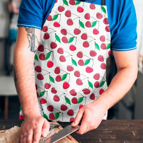 Red Summer Cherry Pattern Apron