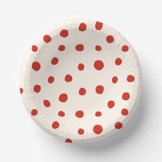  Red Summer Dots Paper Bowls (Front)
