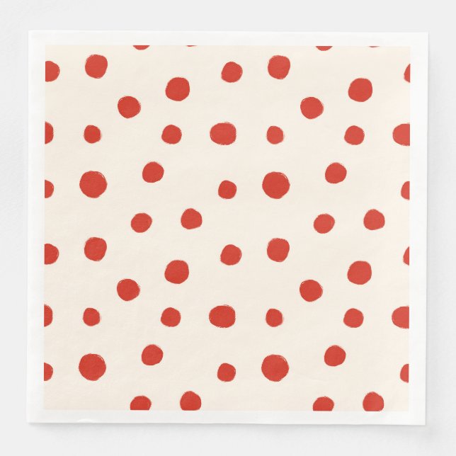  Red Summer Dots Paper Dinner Napkins (Front)