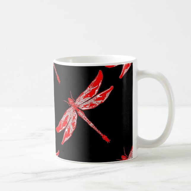 Red Summer Dragonfly Gifts Coffee Mug (Right)