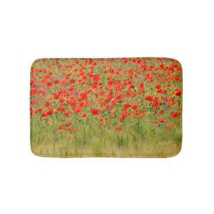 red summer flower bathroom mat