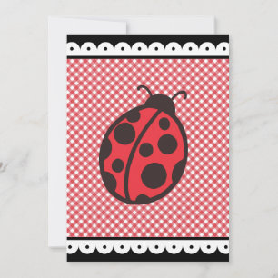 Red Summer Ladybug Birthday Party Invitations