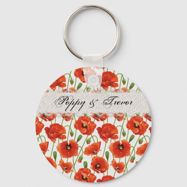 Red Summer Poppy Keychain (Front)