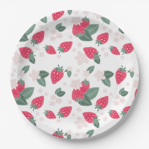 Red Summer Strawberry Paper Plates