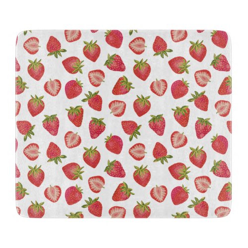 Red Summer Strawberry Pattern Cutting Board