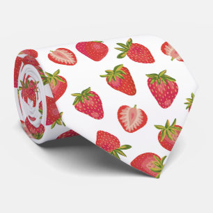 Red Summer Strawberry Pattern Neck Tie