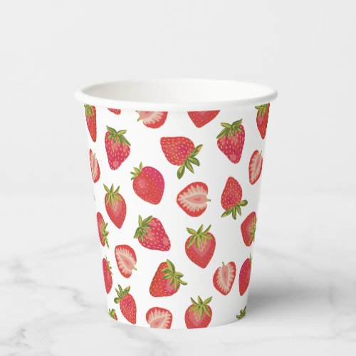 Red Summer Strawberry Pattern Paper Cups
