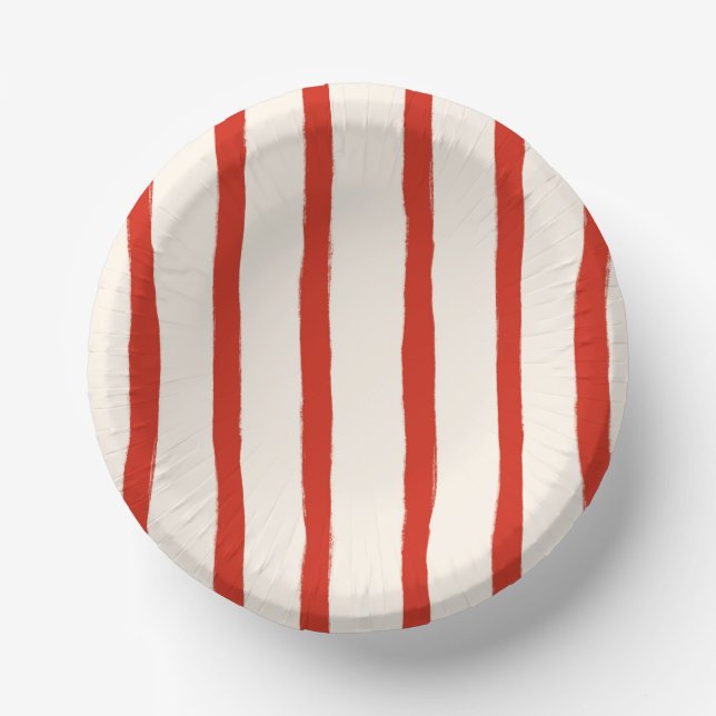  Red Summer Stripes Paper Bowls (Front)