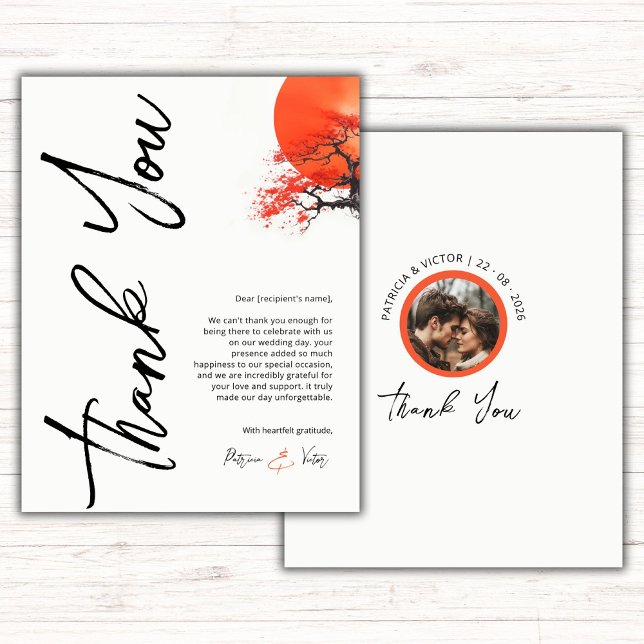 Red Sun and Old Sakura Thank You Card (Creator Uploaded)