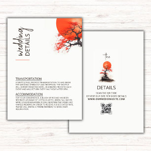 Red Sun and Old Sakura Wedding Details Enclosure Card