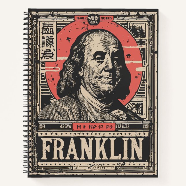 Red Sun Benjamin Franklin | American Icon Portrait Notebook (Front)