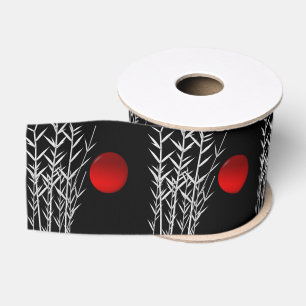 Red sun black white zen grosgrain ribbon